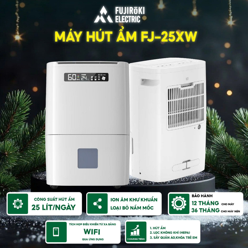 Máy hút ẩm 25lít Fujiroki-Dorosin FJ-25XW hiệu suất cao diệt khuẩn toàn ...