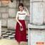 Đầm thiết kế BEMINE cổ sơ mi phối viền dáng chữ A tùng xếp ly phù hợp đi làm-B158