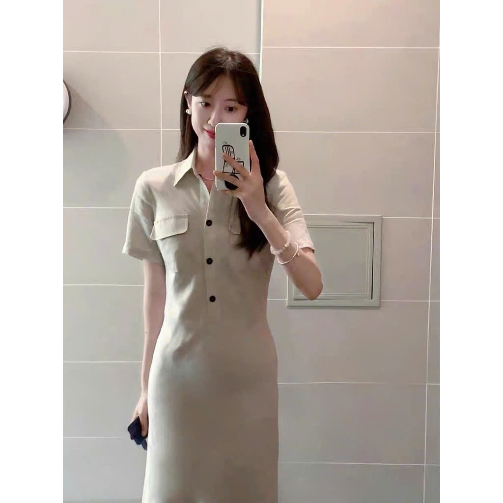 𝗔𝗻𝗴𝗲𝗹𝗮 -Đầm Linen sơ mi dáng đuôi cá
