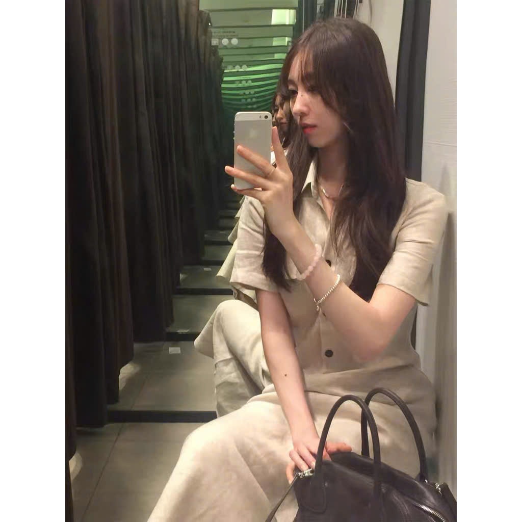 𝗔𝗻𝗴𝗲𝗹𝗮 -Đầm Linen sơ mi dáng đuôi cá
