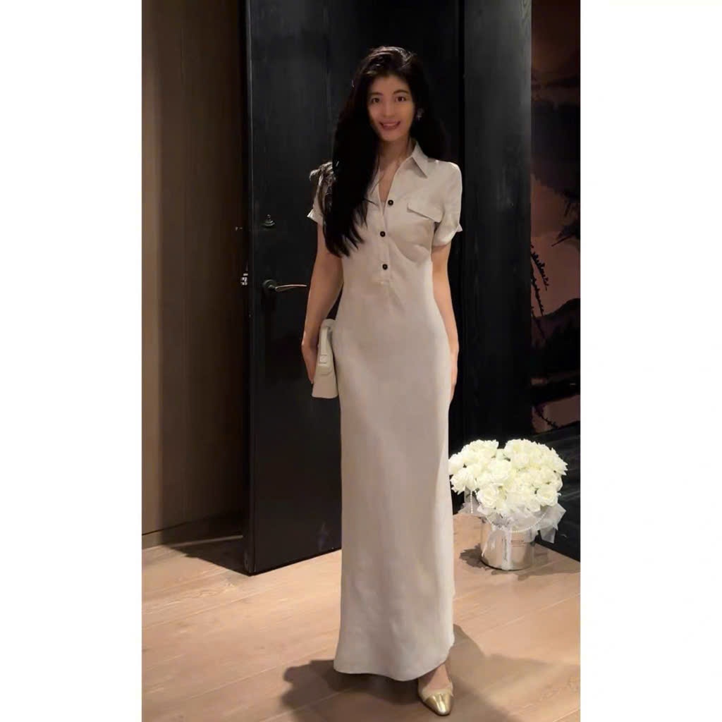 𝗔𝗻𝗴𝗲𝗹𝗮 -Đầm Linen sơ mi dáng đuôi cá