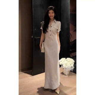 𝗔𝗻𝗴𝗲𝗹𝗮- | LY LINEN | Đầm Linen sơ mi dáng đuôi cá