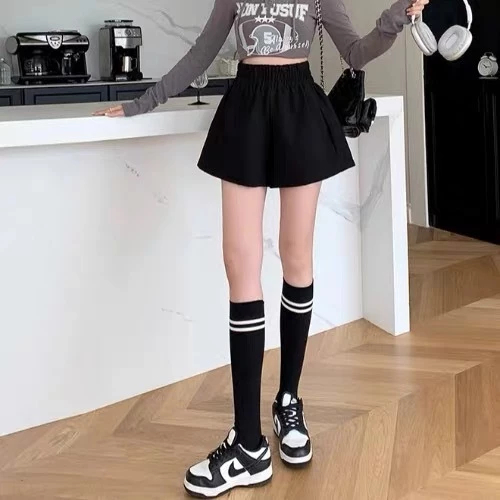 [Peinn] Quần short nữ cạp cao ống rộng chât kaki mềm mùa hè_m035