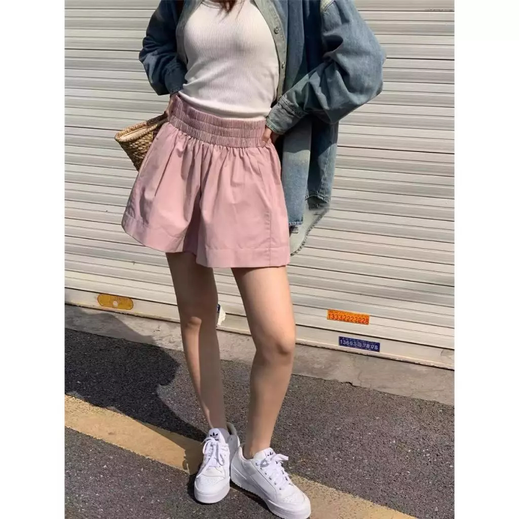 [Peinn] Quần short nữ cạp cao ống rộng chât kaki mềm mùa hè_m035