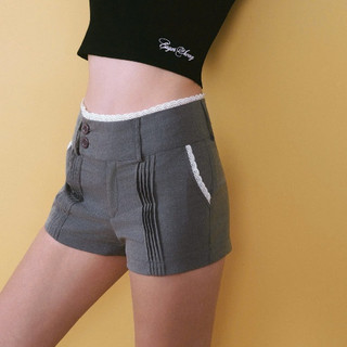 Quần short cạp thấp JOAH SHORT phối lưng ren Đen/Xám Nhạt/Xám Đậm