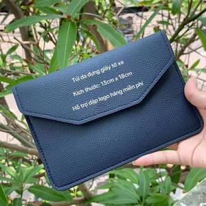 Ví Da Đựng Giấy Tờ Đăng Kiểm Xe Ô Tô - Xanh Navy (Hỗ Trợ Dập Logo Hãng) VDK-PU02-NN