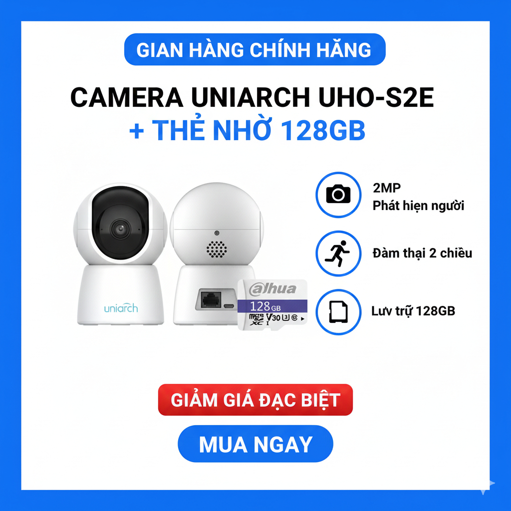 Camera WiFi UNIARCH UHO-S2 Full HD – Góc Nhìn 360°, Phù Hợp Gia Đình, Cửa Hàng