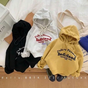 Áo nỉ hoodie bé trai bé gái thêu chữ có mũ
