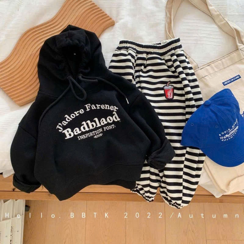[sz15-58kg] Áo nỉ hoodie bé trai bé gái thêu chữ có mũ