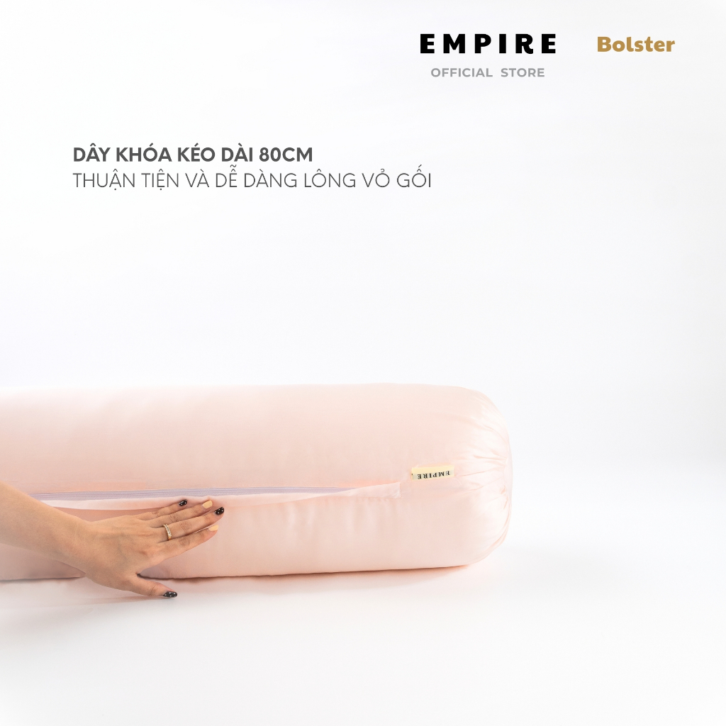 Vỏ Gối Ôm Lụa Tencel 80s Size 35x100cm Hàn Quốc Cao Cấp EMPIRE Màu Trơn Nhiều màu Dây kéo khoá