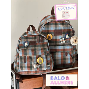 BaLo (XINHXINH) [ORDER] Balo Đi Học Vải Nỉ Kẻ Caro BL429