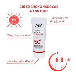 [2Tuýp + tặng 2Nạ] Kem Chống Nắng Nâng Tông ANY Premium Golf Anti UV Sun Cream Tone Up SPF50++ 60ml