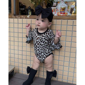 OD 1 ngày Bodysuit da beo turban, mũ, tất size từ 0-12M, PÉ BY HY