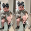 OD 1 ngày Bodysuit da beo turban, mũ, tất size từ 0-12M, PÉ BY HY