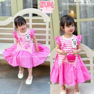 Váy Thun Cotton Bé Gái Baby Three Gấu Panda S5046 – Đầm Bé Gái Dễ Thương