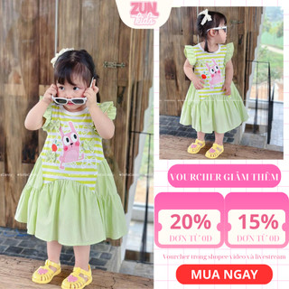 Váy Thun Bé Gái Màu Xanh Cốm Tay Cánh Tiên S5140 – Đầm Bé Gái Hình Thỏ Nơ 3D Dễ Thương