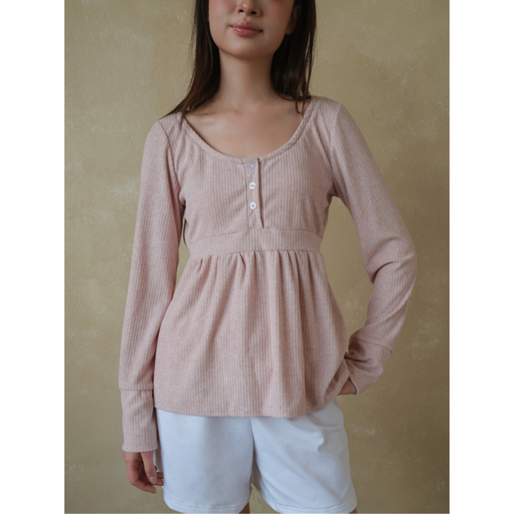 Áo babydoll dài tay SONNA HI - cúc ngực, dáng peplum - BABY SMOCK BLOUSE