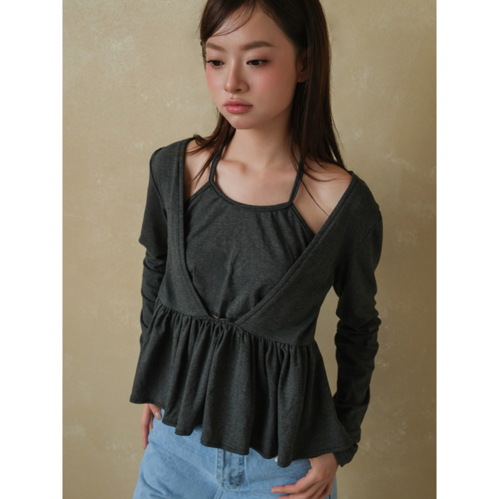 Áo kiểu peplum dài tay SONNA HI - phối layer độc đáo - LONG SLEEVE LAYERED BLOUSE