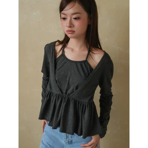 Áo kiểu peplum dài tay SONNA HI - phối layer độc đáo - LONG SLEEVE LAYERED BLOUSE