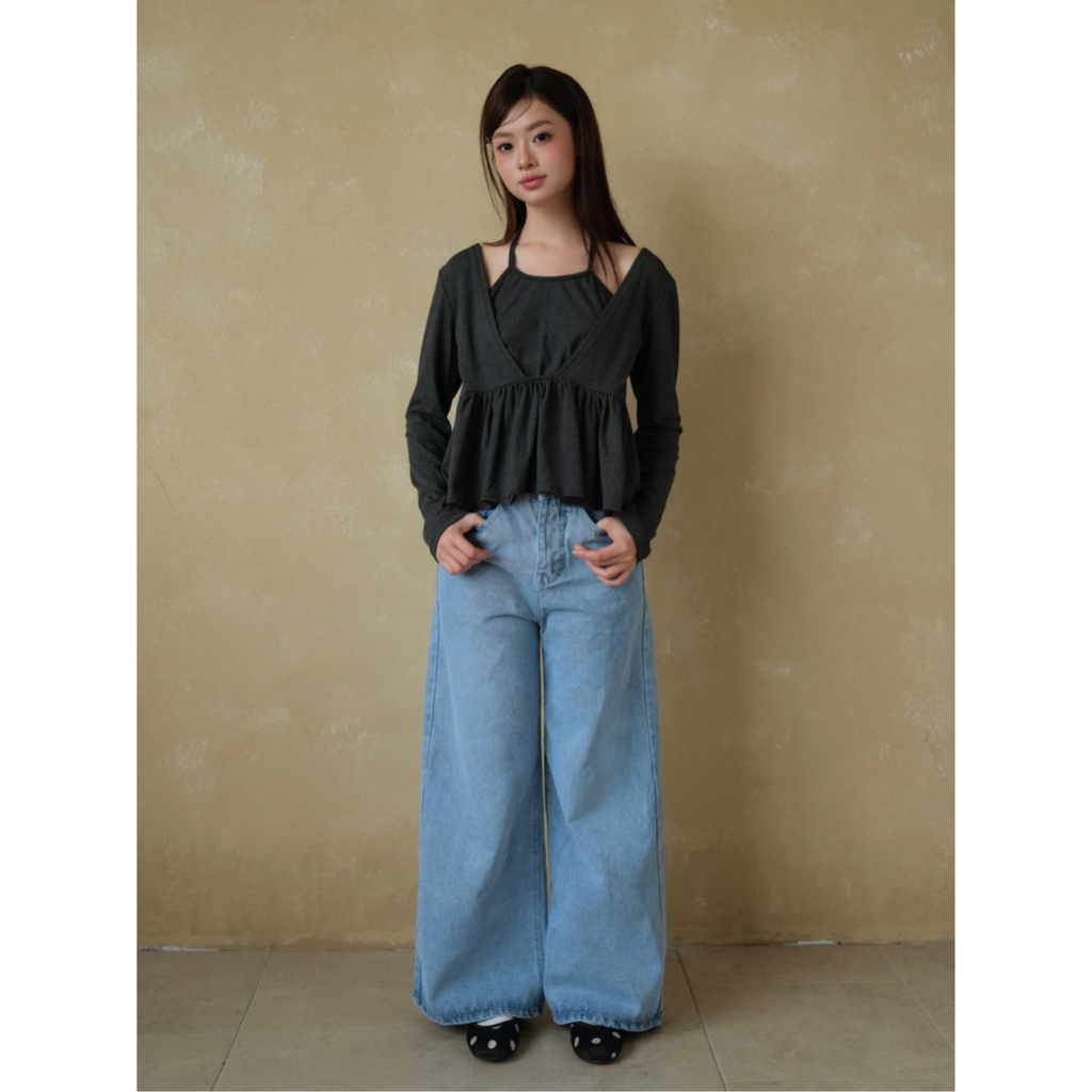 Áo kiểu peplum dài tay SONNA HI - phối layer độc đáo - LONG SLEEVE LAYERED BLOUSE