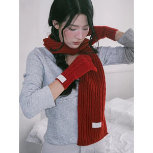 Khăn len quàng cổ vặn thừng SONNA HI - họa tiết trơn tối giản - CABLE KNIT SCARF