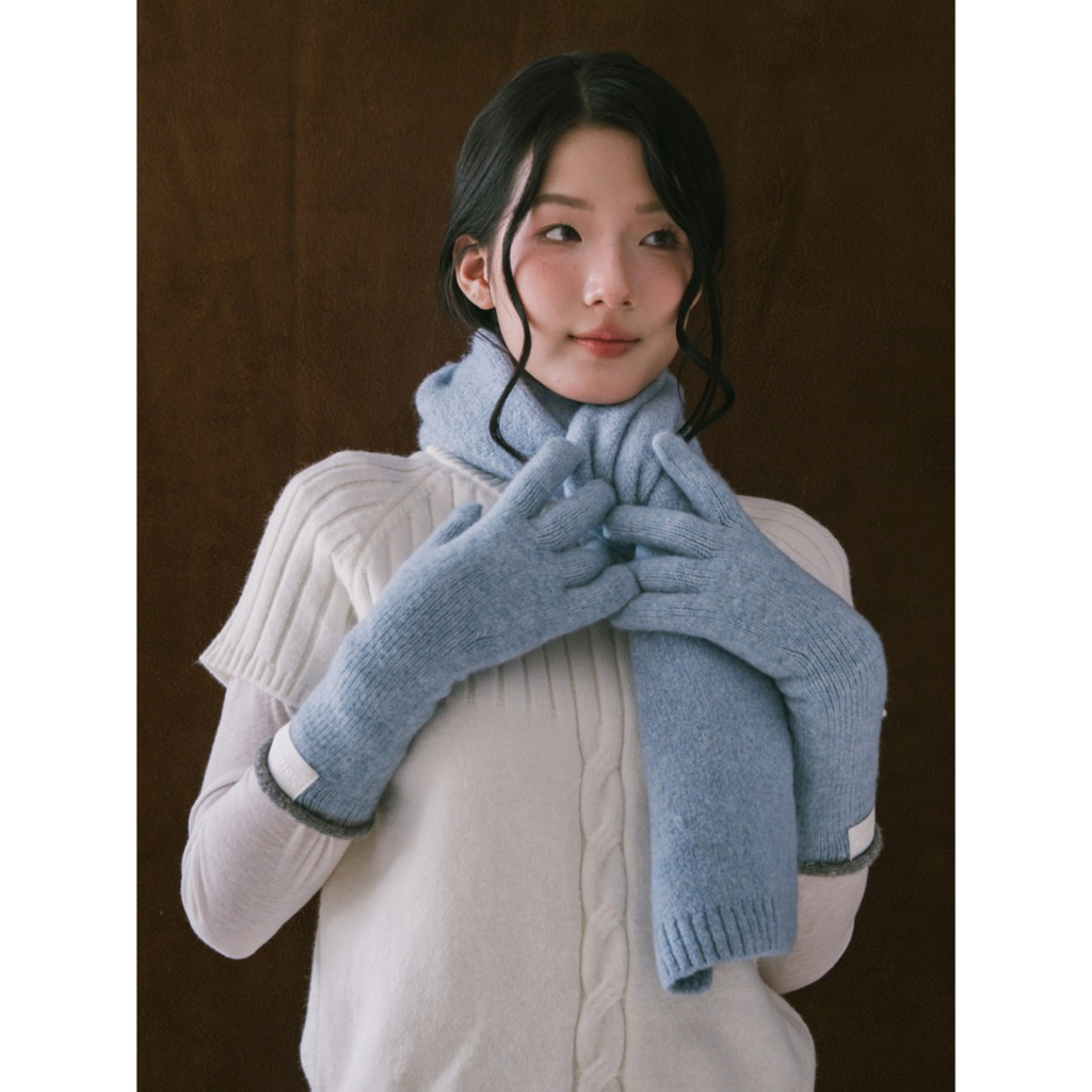 Găng tay len nữ dáng dài SONNA HI - có lỗ ngón tay bấm điện thoại - FUZZY LONG GLOVES