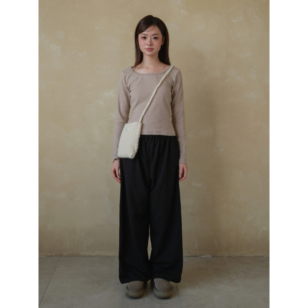 Áo thun nữ cổ thuyền dài tay SONNA HI - họa tiết kẻ ngang - STRIPE BOAT NECK TOP