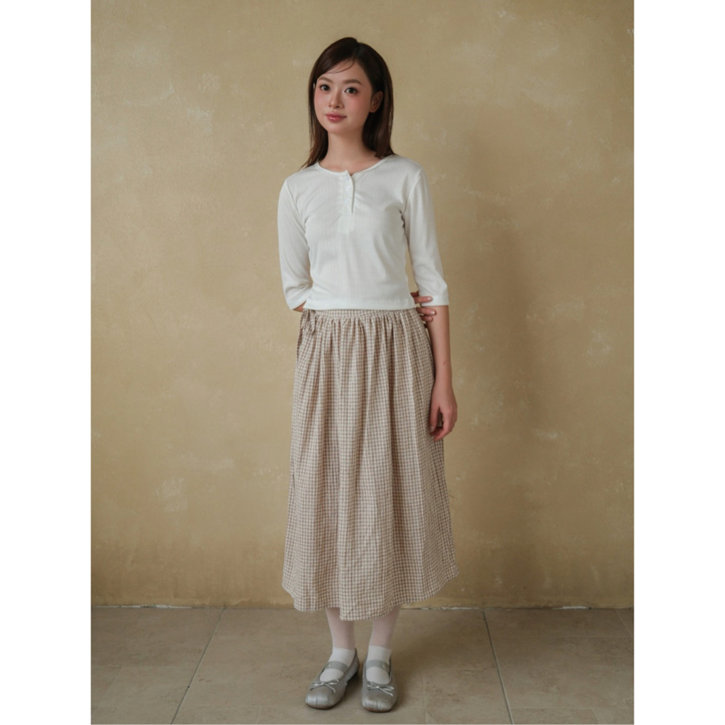 Áo thun nữ tay lỡ SONNA HI - phối cúc ngực, chất cotton mịn - BUTTON HALF SLEEVE TOP