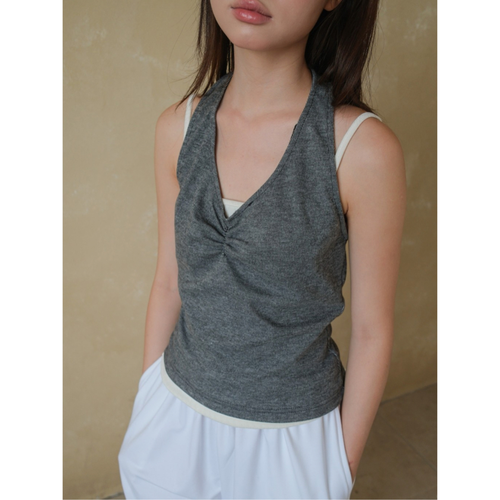 Áo yếm cổ V nhún ngực SONNA HI - ôm body, hở lưng - HALTER V-NECK TOP