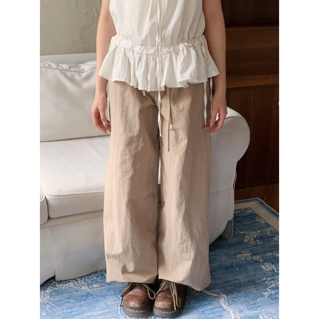 Quần gió nữ dáng rộng SONNA HI - vải gió nhăn cao cấp, có dây đai điều chỉnh - WINDI RELAXED PANTS