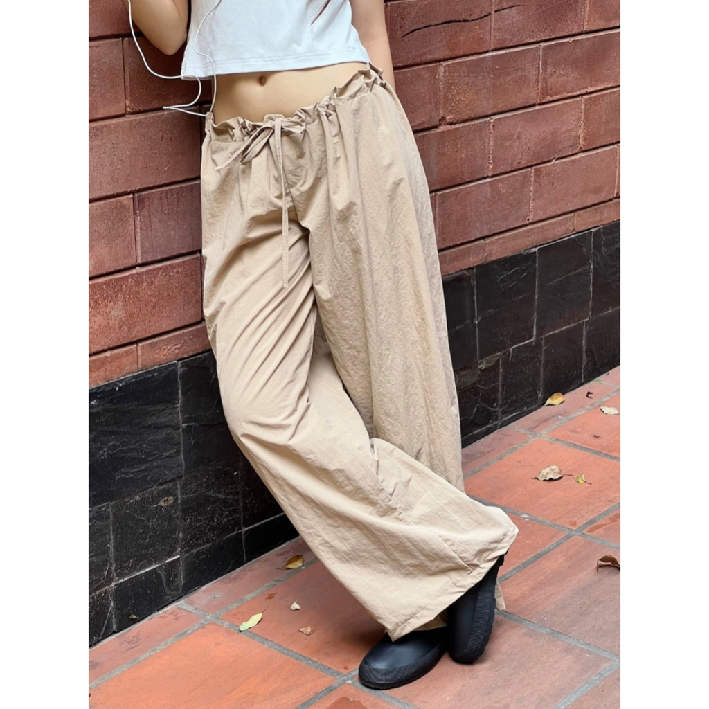 Quần gió nữ dáng rộng SONNA HI - vải gió nhăn cao cấp, có dây đai điều chỉnh - WINDI RELAXED PANTS