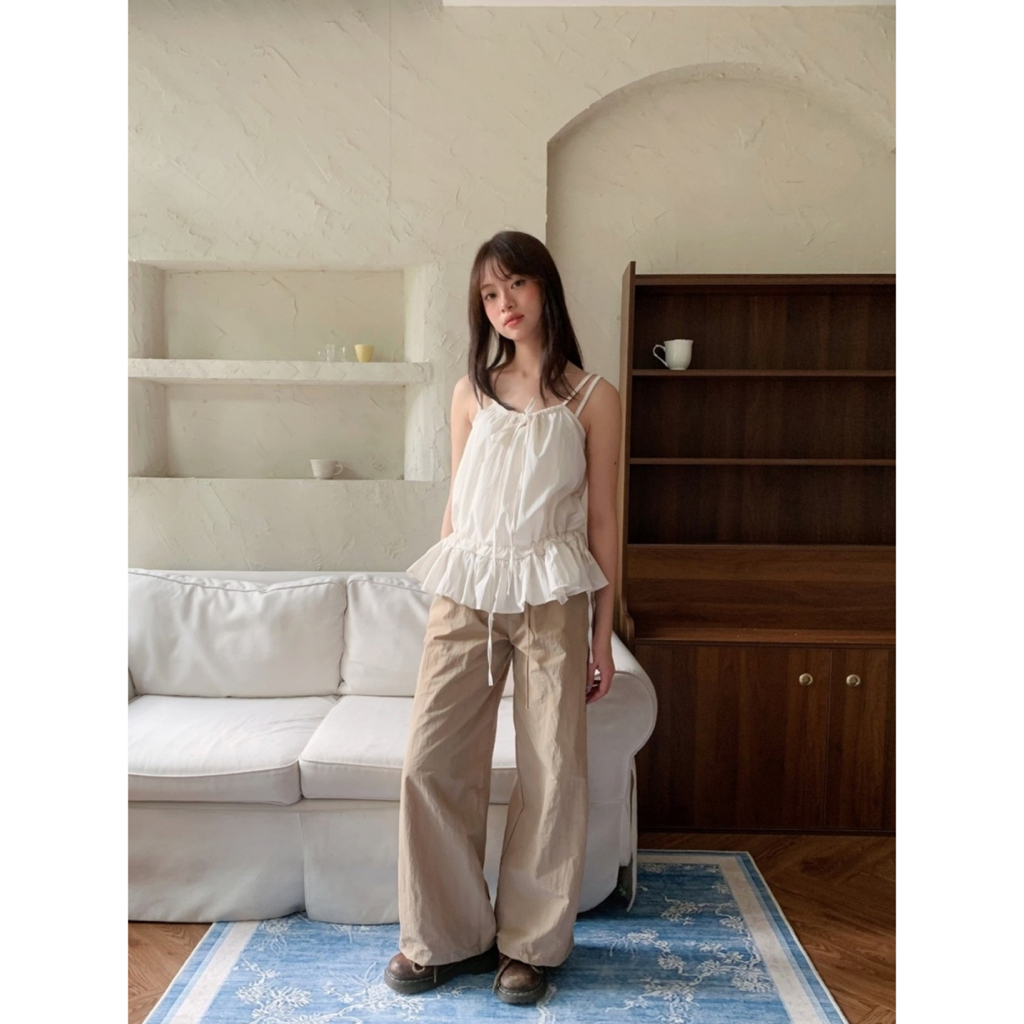 Quần gió nữ dáng rộng SONNA HI - vải gió nhăn cao cấp, có dây đai điều chỉnh - WINDI RELAXED PANTS