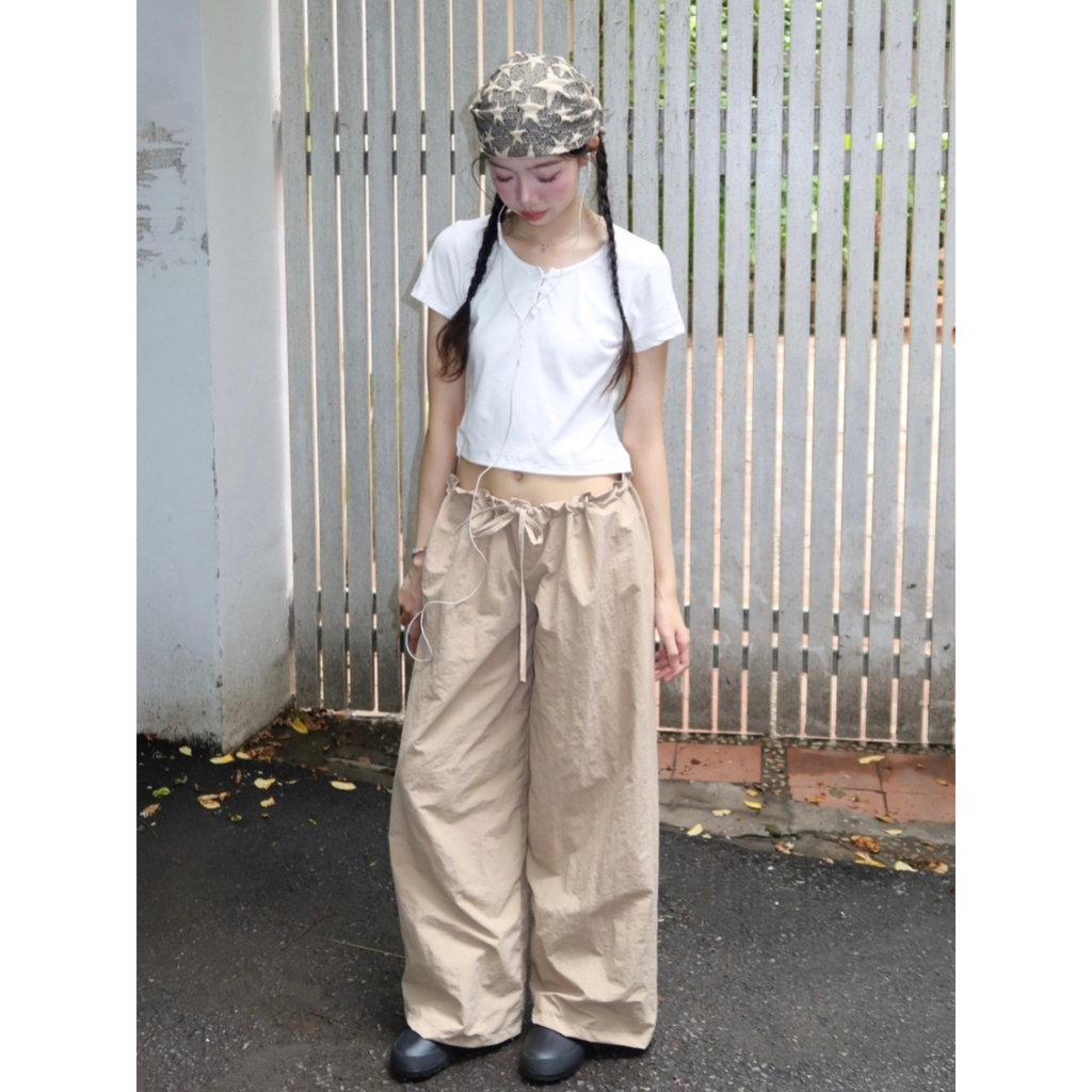 Quần gió nữ dáng rộng SONNA HI - vải gió nhăn cao cấp, có dây đai điều chỉnh - WINDI RELAXED PANTS