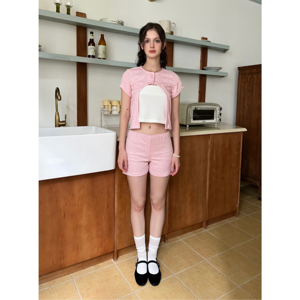 Set cardigan thun nỉ mùa hè SONNA HI - cotton co giãn thoáng khí - SUMMER LOUNGE RIBBED KNIT SET