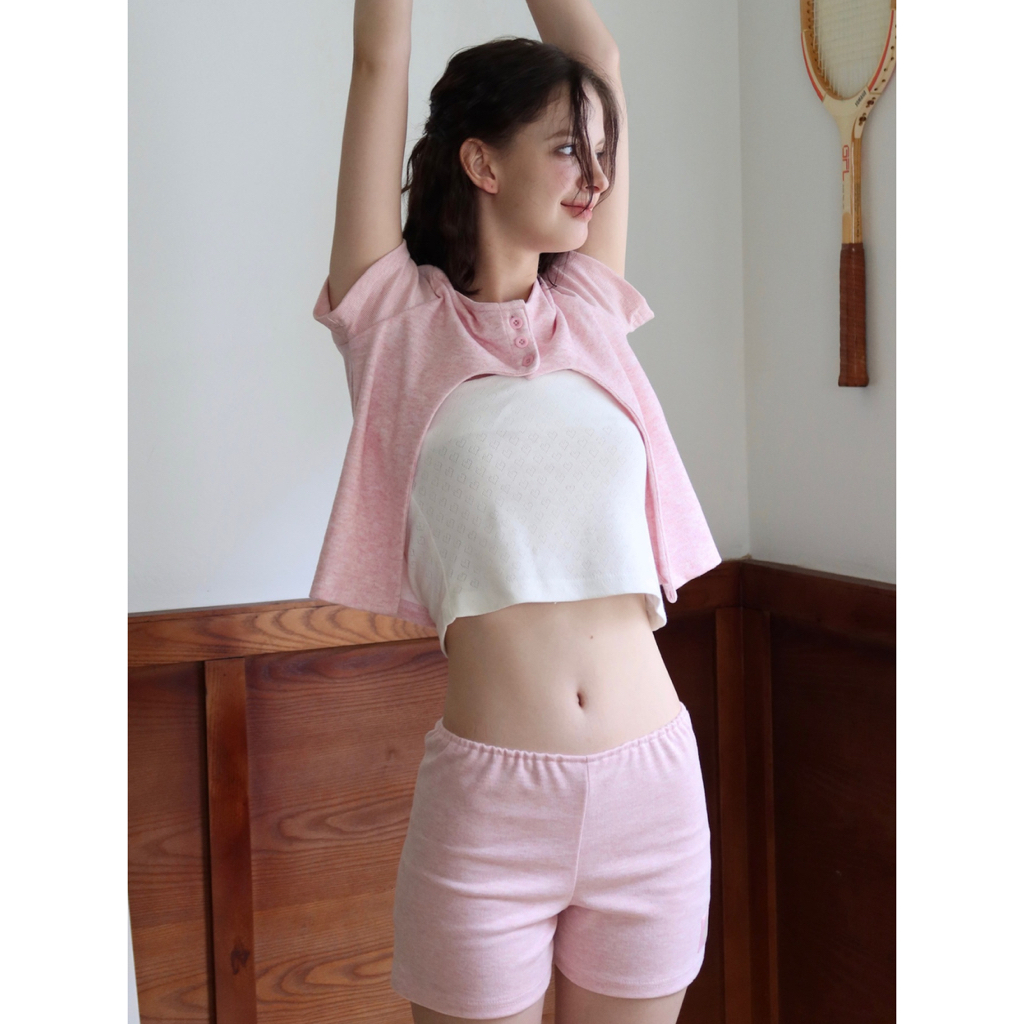 Set cardigan thun nỉ mùa hè SONNA HI - cotton co giãn thoáng khí - SUMMER LOUNGE RIBBED KNIT SET