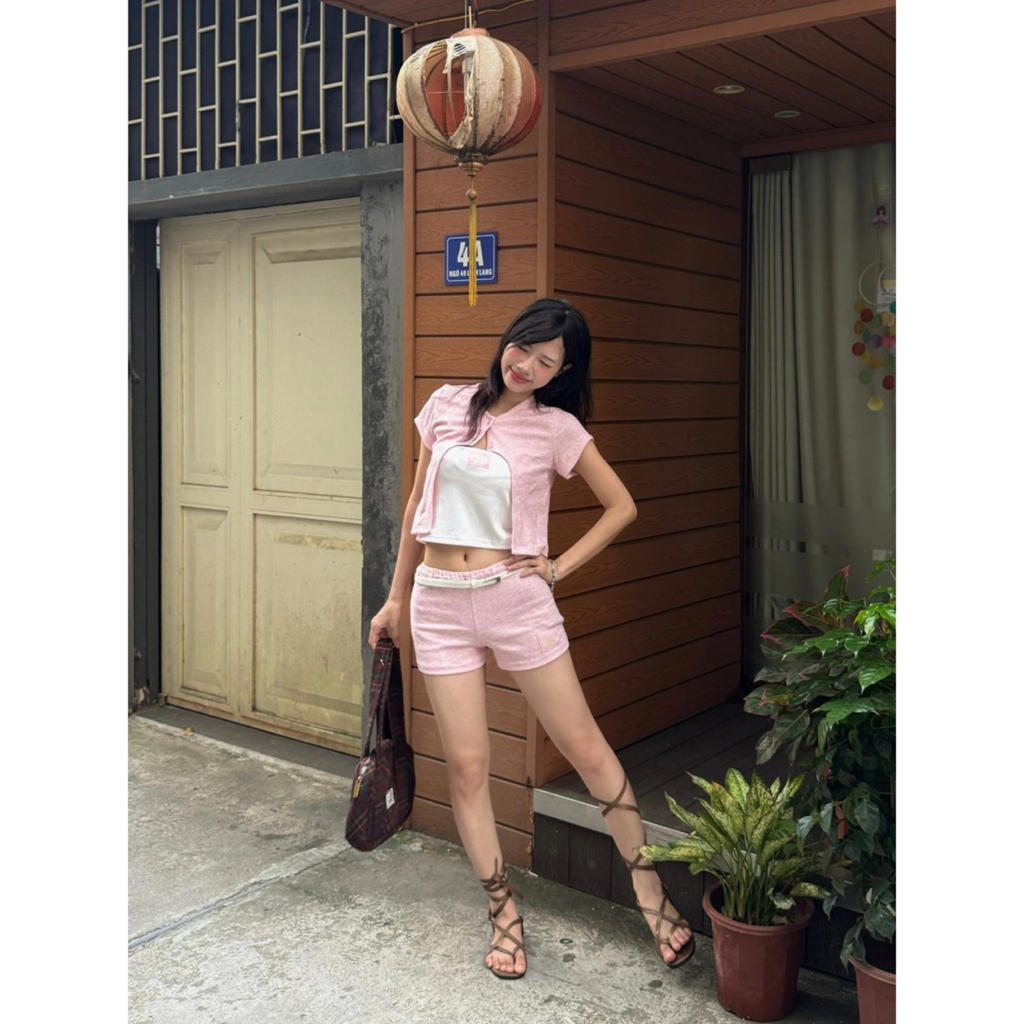 Set cardigan thun nỉ mùa hè SONNA HI - cotton co giãn thoáng khí - SUMMER LOUNGE RIBBED KNIT SET