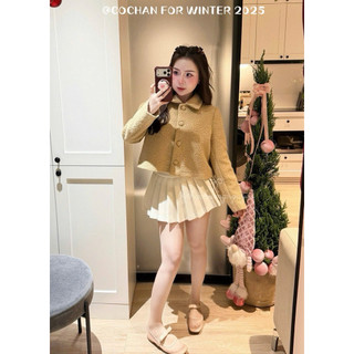Áo Khoác Dạ Cừu Cổ Bẻ Cúc Bọc Chuẩn Cochan