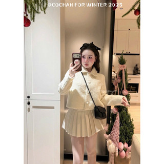 Áo Khoác Dạ Cừu Cổ Bẻ Cúc Bọc Chuẩn Cochan
