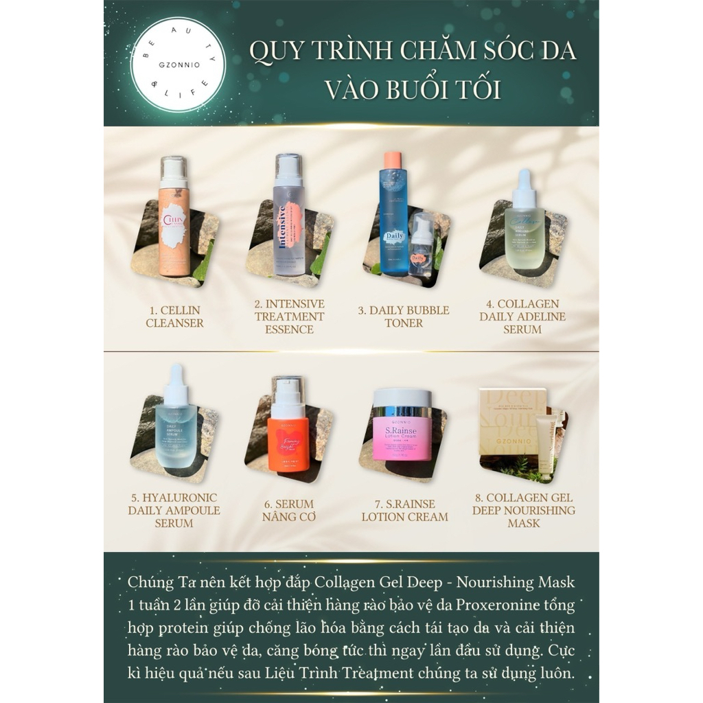 FULL SET DƯỠNG GZONNIO - Sự kết hợp hoàn hảo của từng bước dưỡng.