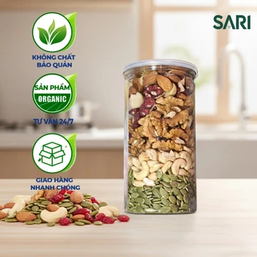Hạt Mix Dinh Dưỡng 6 Loại | Hạt Dinh Dưỡng Cho Mẹ Bầu & Ăn Kiêng | Giàu Omega 3, Protein, Vitamin – Hộp 500g