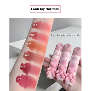 Son Kem Lì Gege Bear Hình Gấu Dễ Thương-Chất Nhung Mịn,Lâu Trôi,Làm Sáng Da,Son Bóng Kèm Hiệu Ứng Men Bóng