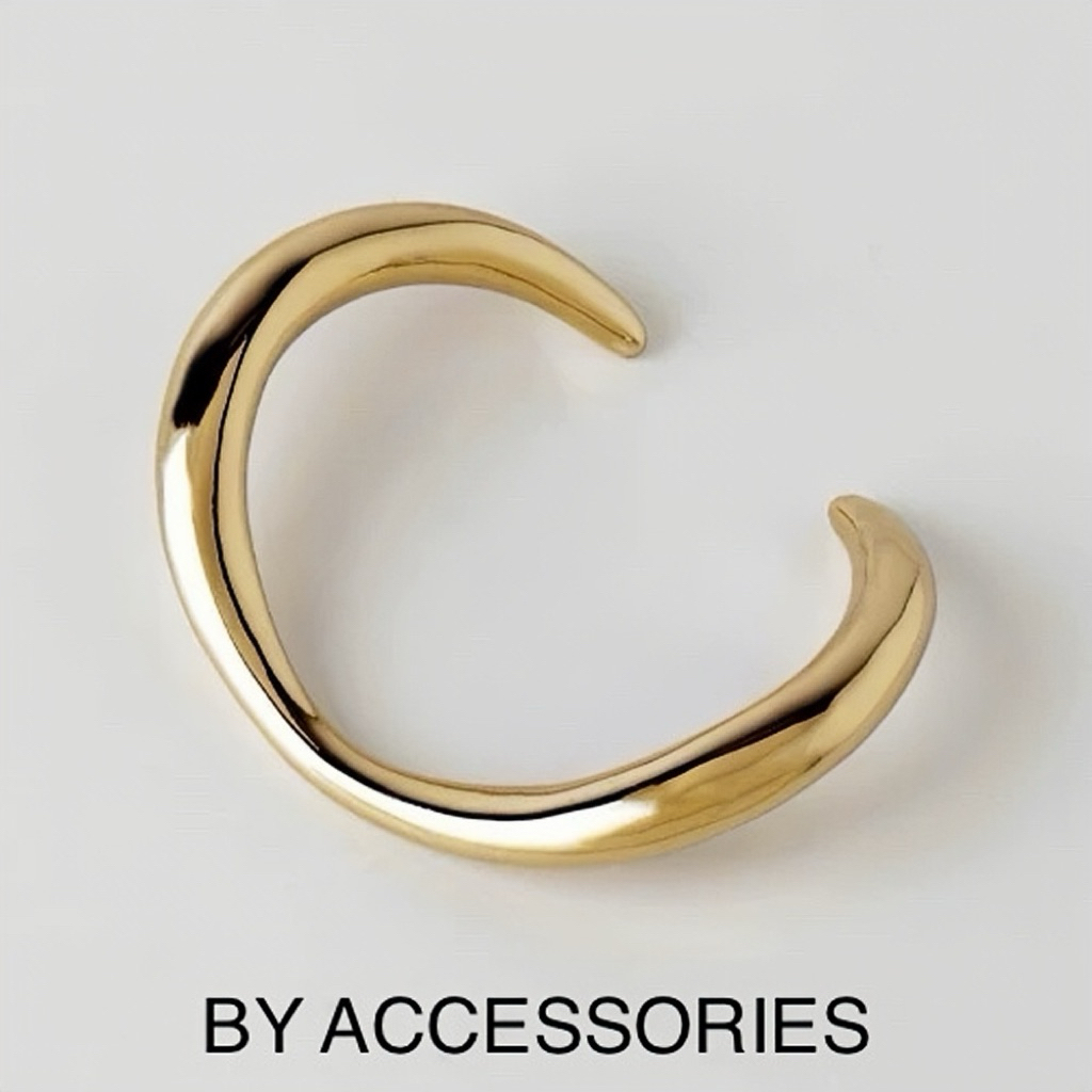 Vòng tay cuff titan trơn dáng cong uốn dợn hiện đại độc lạ mạ vàng 18K không gỉ CF28 BY ACCESSORIES