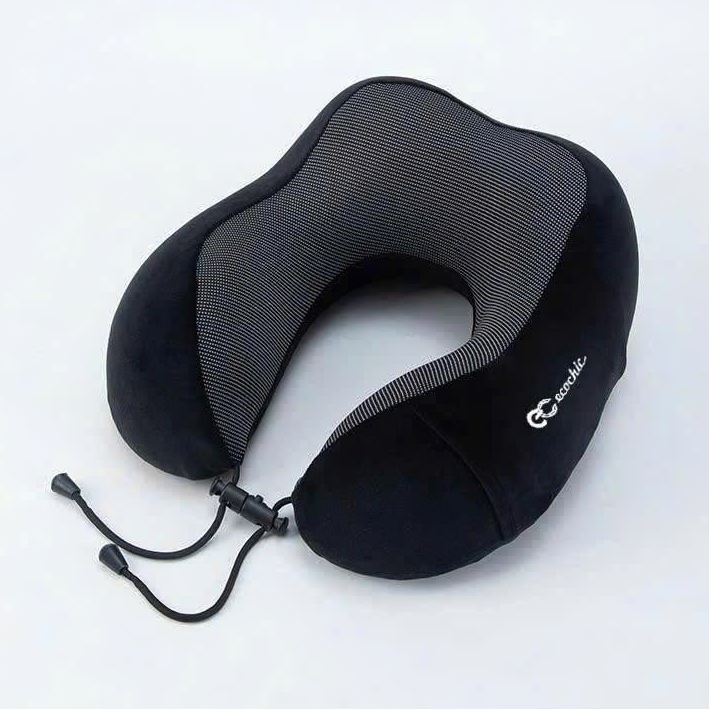 Gối Chữ U ECOCHIC Thư Giãn Thoải Mái Cho Cổ Mang Đi Du Lịch Có Dây Rút Điều Chỉnh A980
