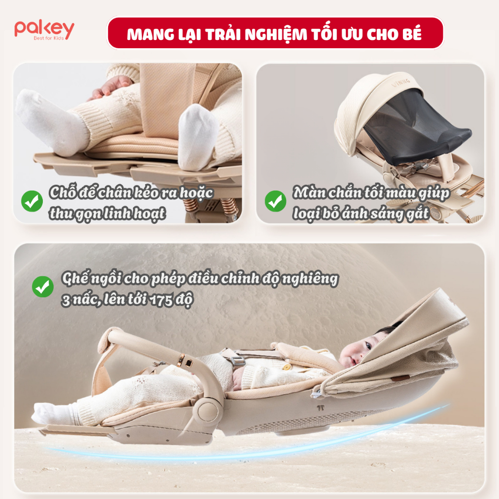 [Hỏa tốc 2H] Xe Đẩy Cho Bé Gấp Gọn Vinng Q11, Xe Đẩy Cao Cấp Ghế Ngồi Xoay 360 Độ Với 3 Tư Thế Nằm, Ngả, Ngồi Cho Bé