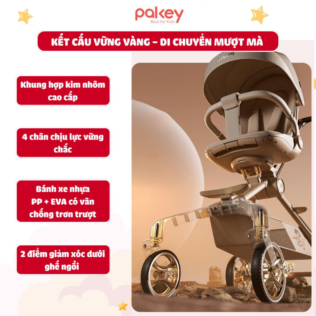 [New] Xe Đẩy Gấp Gọn Cho Bé Vinng Q11, Xe Đẩy Cao Cấp Đảo Chiều 3 Tư Thế Nằm, Ngả, Ngồi Với Khung Hợp Kim Chắc Chắn