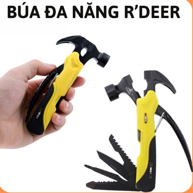Búa đa năng Rdeer cao cấp RT-2345,búa rìu kìm đa năng hỗ trợ thoát hiểm,cứu hộ,picnic,sinh tồn,búa nhổ đinh, búa thép