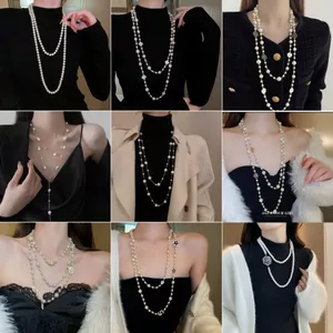Dây Chuyền, Vòng Cổ Nữ Dáng Dài Đính Hạt Ngọc Trai Nhân Tạo Kiểu Pháp DCDD01