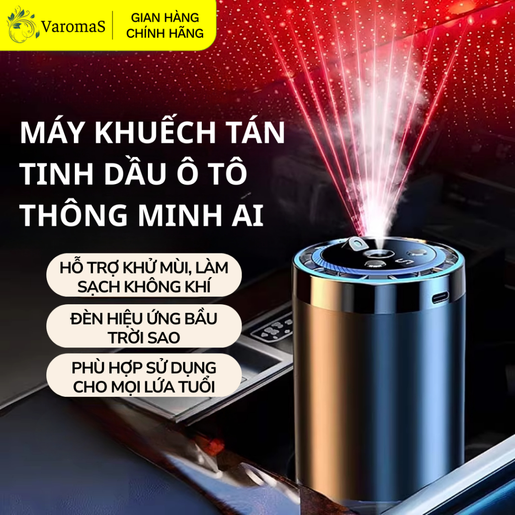 Máy Khuếch Tán Tinh Dầu VaromaS KT94 – Phun Sương Tạo Ẩm, Khử Mùi, Đèn LED Cho Ô Tô & Bàn Làm Việc