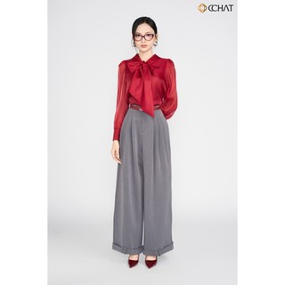 Áo Sơ Mi Nữ 𝐂𝐂𝐇𝐀𝐓 Cổ Nơ Tay Dài Chất Voan Cao Cấp 23FDV2011ST