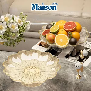 Đĩa Đựng Trái Cây MAISON Phong Cách Bắc Âu,Khay Bày Hoa Quả Đế Cao Sang Trọng Decor Bàn Phòng Khách Cao Cấp